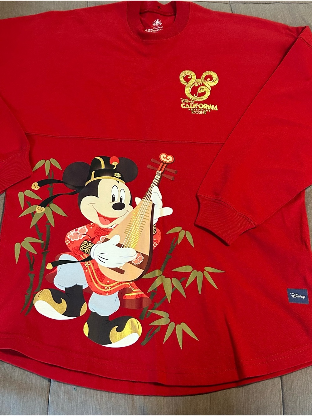 Disney Red and Gold Mickey Mouse Pipa Graphic Sweatshirt